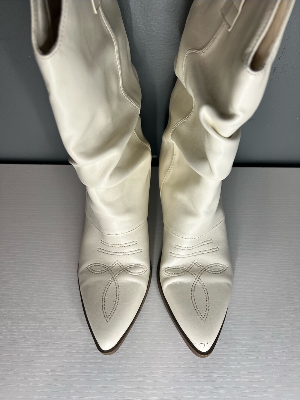 Indigo Rd Off-White Western Cowboy Boots 6.5M Mid-Calf - Picture 2 of 8